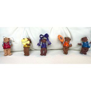 Set 5 Wish Bears Christmas Tree Ornaments Holiday Decoration Collectibles Love